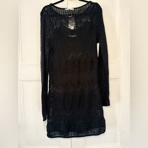 Abercrombie & Fitch NWT Black Crochet Long Sleeve Mini Dress XL